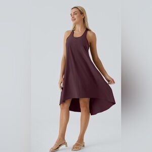 Halara Breezeful Backless Racerback Side Pocket High Low Flowy Midi Quick Dry